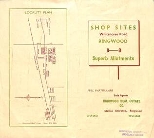 Flyer, Ringwood Mail, Retail Subdivision Brochure - Plan of New Shop Sites, Ringwood, Victoria. - circa 1950