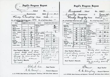 Document, Ringwood State School - Pupil's Progress Report, 1951
