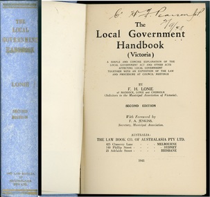 Book, Deaton & Spencer Pty. Ltd, The Local Government Handbook (Victoria) - Second Edition 1948, 1948