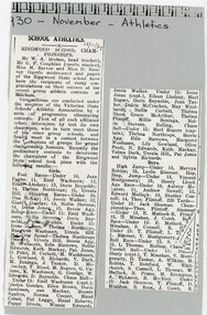 Newspaper - Cutting, Ringwood State School- School Athletics, 1930