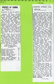 Newspaper - Cuttings- The Mail. 1932 and 1937, Ringwood State School- Politics at School, Ringwood Mothers Club