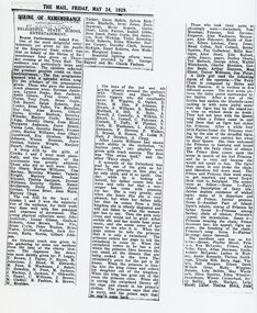 Newspaper - Cutting from The Mail, May 24, 1929, Ringwood State School- Entertainment on behalf of the Shrine of Remembrance fund