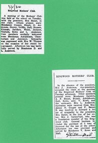 Newspaper - Cuttings- The Mail, 1934, Ringwood State School- Ringwood Mother's Club
