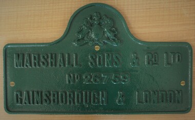 Plaque - Cast iron machine badge, Engine maker's plate from former Ringwood Coolstore (1911 - demolished 1963)