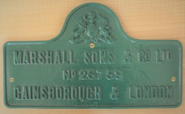 Plaque - Cast iron machine badge, Engine maker's plate from former Ringwood Coolstore (1911 - demolished 1963)