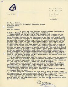 Letter, Norwood High School Coolstores Shield, 1960