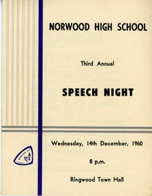 Programme - Speech Night, Norwood High School, Ringwood, Victoria, 1960