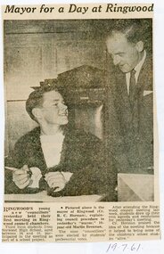 Newspaper, reports from two local newspapers on Mayor for a Day school project - Norwood High School, Ringwood, Victoria. July, 1961