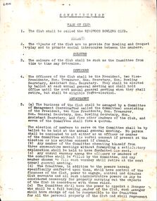 Document, Ringwood Bowling Club Constitution 1929 then amended in 1935