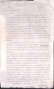 Letter, Ringwood Bowling Club asking the council for further support to provide shrubs and flowers for Bamford Park and the bowling green area in 1931