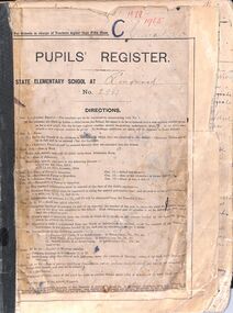 Administrative record, Ringwood State School 2997 - Pupils Register Prefix (C). Admission dates from 1922 to 1926. Student Register No 1079 to 1965