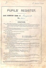 Administrative record, Ringwood State School 2997 - Pupils Register Prefix (F). Admission dates from 1937 to 1944. Student Register No 3427 to 4146