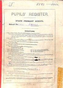 Administrative record, Ringwood State School 2997 - Pupils Register Prefix (J). Admission dates from 1953 to 1954. Student Register No 5583 to 5942