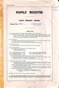 Administrative record, Ringwood State School 2997 - Pupils Register Prefix (V). Admission dates from 1980 to 1985. Student Register No 10329 to 10686