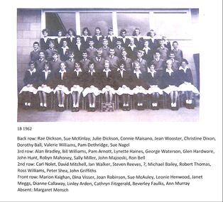 Photograph, Class 1B 1962, Norwood High School, Ringwood, Victoria, 1962