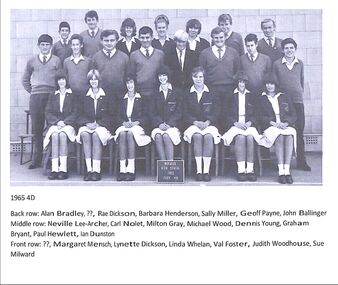 Photograph, Class 4D 1965, Norwood High School, Ringwood, Victoria, 1965