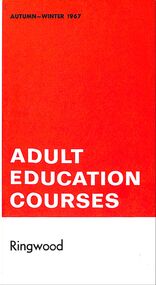 Flyer, Adult Education Courses, Autumn-Winter 1967 - Ringwood, Victoria