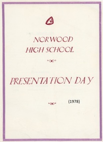 Programme - Presentation Day, 1978, Norwood High School, Ringwood, Victoria