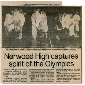 Newspaper - Clipping, Norwood High School,  Ringwood, Victoria