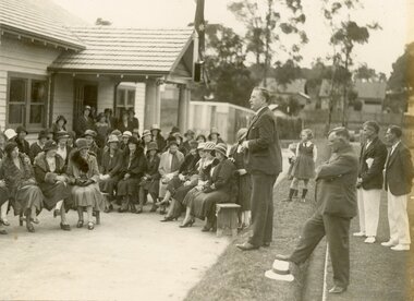 Photograph, Ringwood Bowls Club - The Rt. Hon. R G Menzies, K.C. , Attorney-General, performing the 1932 Official Opening