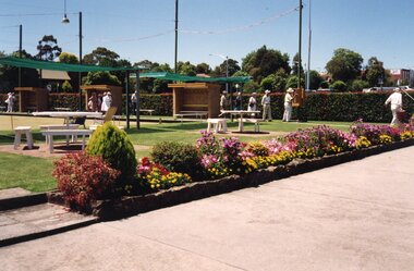 Photograph, Ringwood Bowls Club - Old club rooms and greens - January 1994, in Miles Avenue, near Eastland. Photo taken by Jim Bennett