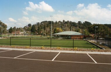 Photograph, Ringwood Bowls Club - New club and greens at the corner of Warrandyte and Loughnan Roads, 1997. Photo taken by Jim Bennett