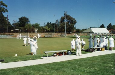 Photograph, Ringwood Bowls Club - New club house and greens at the corner of Warrandyte and Loughnan Roads, 1997. Photo taken by Jim Bennett