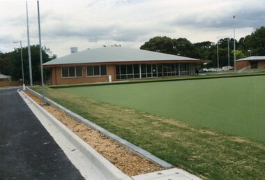 Photograph, Ringwood Bowls Club - New club house and greens at the corner of Warrandyte and Loughnan Roads, 1997. Photo taken by Jim Bennett