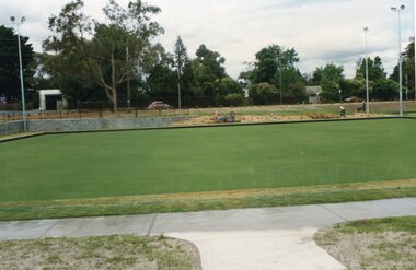 Photograph, Ringwood Bowls Club - New club house and greens at the corner of Warrandyte and Loughnan Roads, 1997. Photo taken by Jim Bennett