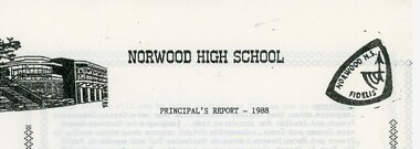 Document, Norwood High School, Ringwood, Victoria - Principal's Report - 1988