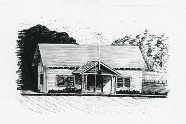 Drawing, Ringwood Bowls Club - Sketch of old Clubrooms building. Circa 1929. Artist unknown