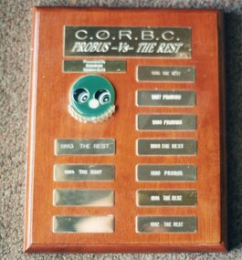 Photograph, Ringwood Bowls Club - Shield presented by Probus Club of Ringwood- 1986. Probus V's The Rest
