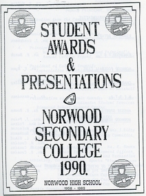 Programme, Norwood High School/Secondary College, Ringwood, Victoria, Student Awards and Presentations -- December 1990