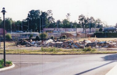 Photograph, Ringwood Bowls Club- Demolition of old Club and greens, 1993