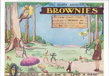 Certificate, BROWNIES' certificate for Lynette Nink, 2nd Ringwood Pack, 10/09/1968
