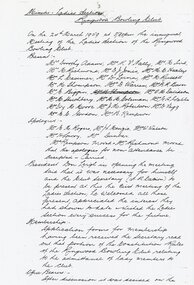 Letter, Ringwood Bowls Club- Minutes of inaugural meeting of Ladies Section held 24th March, 1959