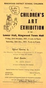 Newspaper, Ringwood Children's Art Exhibition held from Friday 25th  to Saturday 26 October 1957