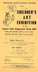 Newspaper, Ringwood Children's Art Exhibition held from Friday 25th  to Saturday 26 October 1957