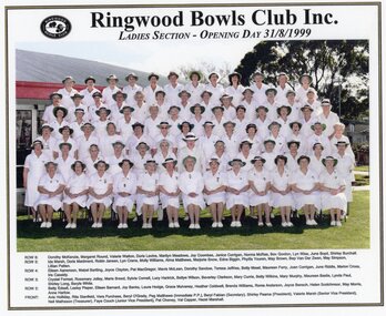 Photograph, Ringwood Bowls Club- Group photograph of Ladies Section, Opening Day of new Bowls Club, 31st, August, 1999