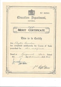 Document, Education Department Victoria