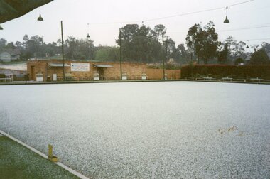 Photograph, Ringwood Bowls Club- Hail storm at Bowls Club, Miles Avenue, 7th September 1955