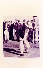 Photograph, Ringwood Bowls Club- Joe Archibald bowling. C 1930's