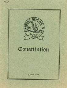 Booklet, Ringwood Bowls Club- Constitution, 1943