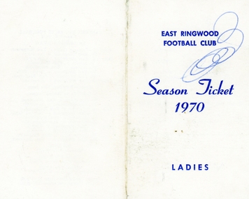 Card, East Ringwood Football Club (ERFC) membership cards 1951 to 1977