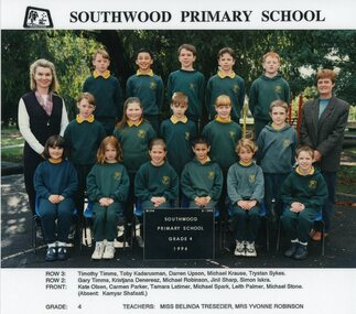 Photograph, Southwood Primary School, 1996, Grade 4 class photo