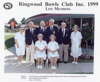 Photograph, Ringwood Bowls Club-  Life Members, 1999