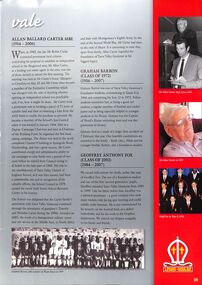 Print, Tribute to Allan Ballard Carter MBE (1924-2006) in the Yarra Valley Grammar , Kalinda Road, Ringwood, magazine