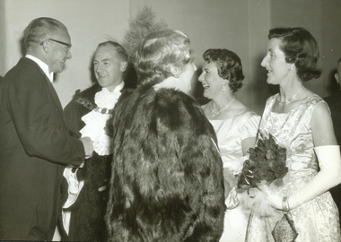 Photograph, Ringwood Charity Ball, March 24th, 1961 – Mayoral Party greeting Mr and Mrs Clarrie Smith