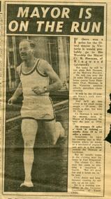 Photograph, Cr Bob Horman reports on his his running career, with an event of the Victorian Marathon Club and local East Ringwood resident, Les Perry