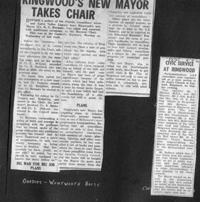 Newspaper, Installation of Cr RC Horman into the Mayoral chair in 1960